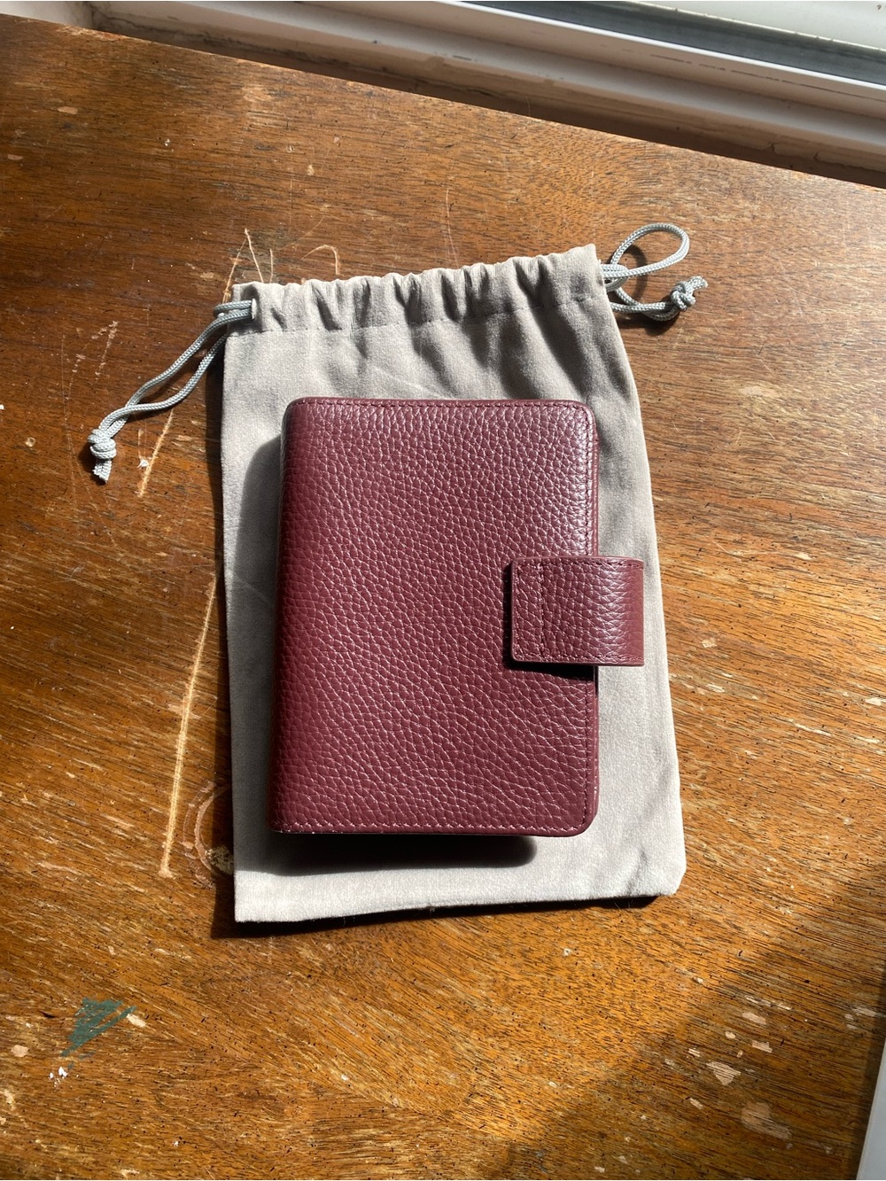 Moterm Burgundy Pebbled Leather Snap Wallet - Picture 2 of 3